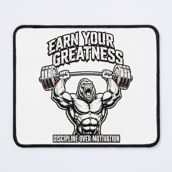 Item preview, Earn Your Greatness - Gym Motivational Gorilla / Barbell Fitness Hustle Grind Repeat designed and sold by TeeMint5.