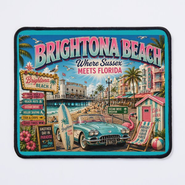 Item preview, Brightona Beach Where Sussex Meets Florida Funny Brighton Travel Design designed and sold by Hornace88studio.