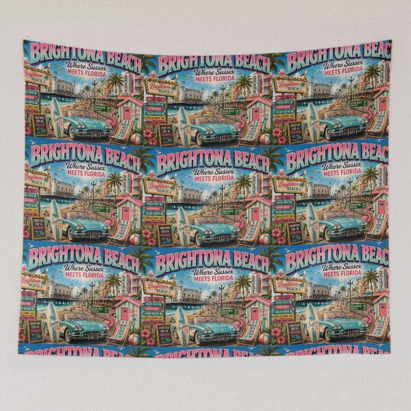 Item preview, Brightona Beach Where Sussex Meets Florida Funny Brighton Travel Design designed and sold by Hornace88studio.