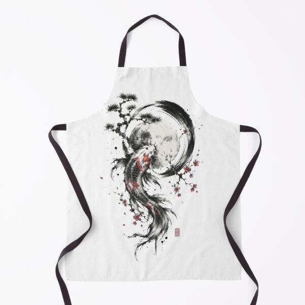 Item preview, Japanese Koi Fish Moon Sumi-e designed and sold by senet-shop.