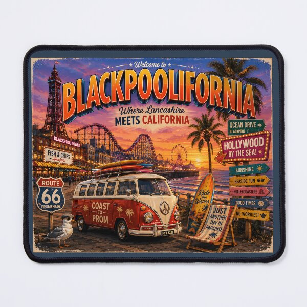 Item preview, Blackpoolifornia Where Lancashire Meets California Funny Blackpool Design designed and sold by Hornace88studio.