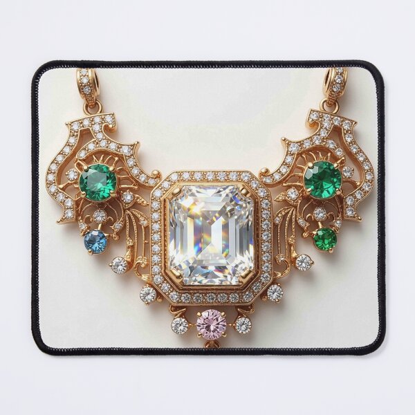 Item preview, Luxury Emerald & Diamond Ornate Gold Necklace Design designed and sold by MFMart.