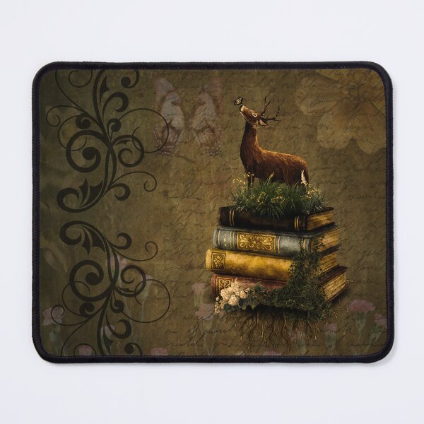 Item preview, Mystical Stag on Vintage Book Stack Art designed and sold by ArtistsAtticWI.