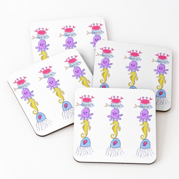 Item preview, Vertical Ocean Friends Stack Illustration designed and sold by Boy and Belugee.