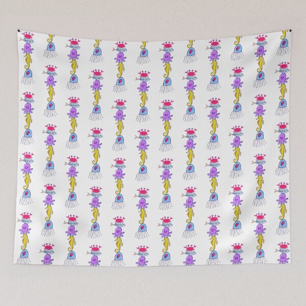 Item preview, Vertical Ocean Friends Stack Illustration designed and sold by Boy and Belugee.