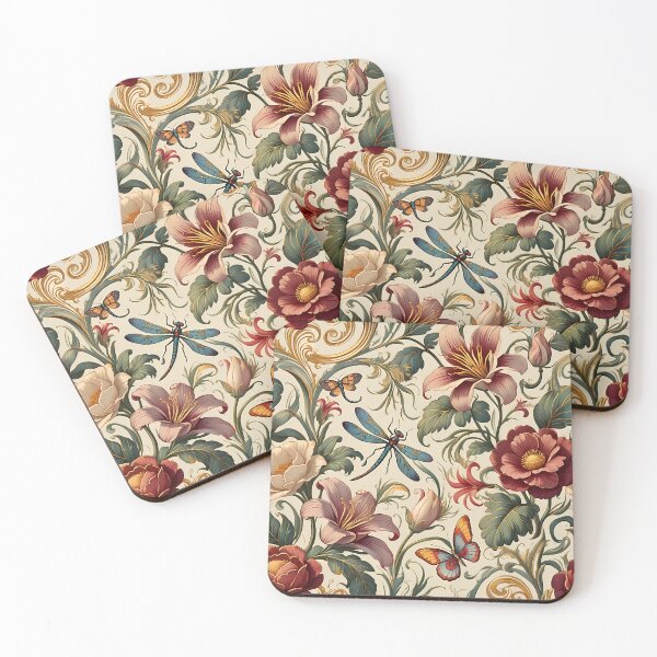 Item preview, Whimsical Art Nouveau Pattern with Dragonflies and Butterflies designed and sold by jo-e-basta.