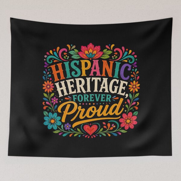 Item preview, Hispanic Heritage Forever Proud Floral Typography | Colorful Latin Culture Pride Design designed and sold by RJACreative.