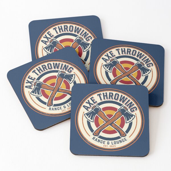 Artikelvorschau, Axtwurf-Lounge Retro Vintage Emblem mit gekreuzten Äxten entworfen und verkauft von KiwiRider.