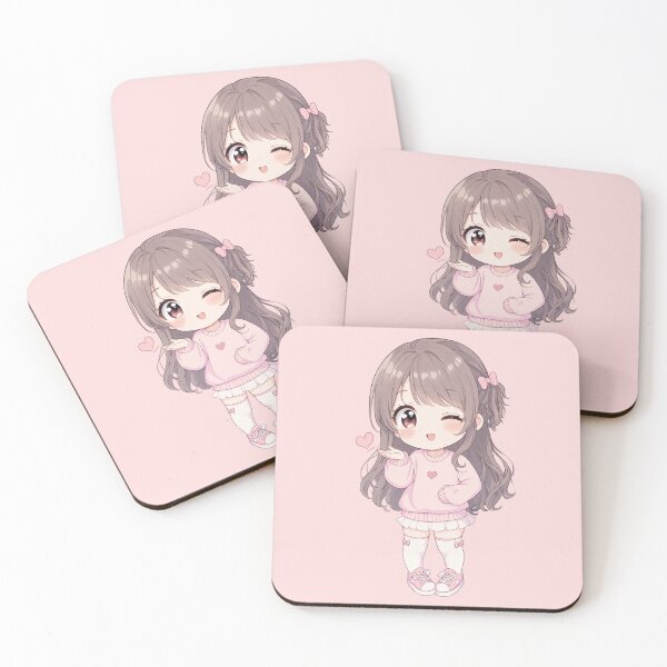 Item preview, Cute Kawaii Chibi Anime Girl Blowing a Kiss Soft Pink Aesthetic designed and sold by jo-e-basta.