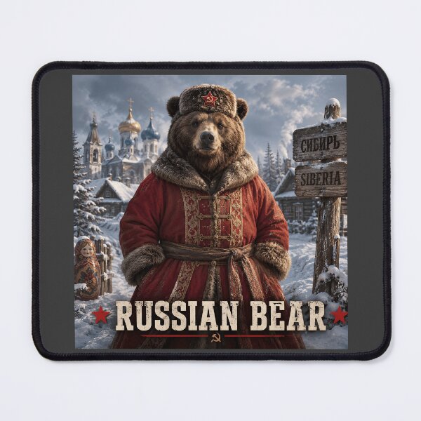 Item preview, Russian Bear Funny Siberia Bear Vintage Russian Style Design designed and sold by Hornace88studio.