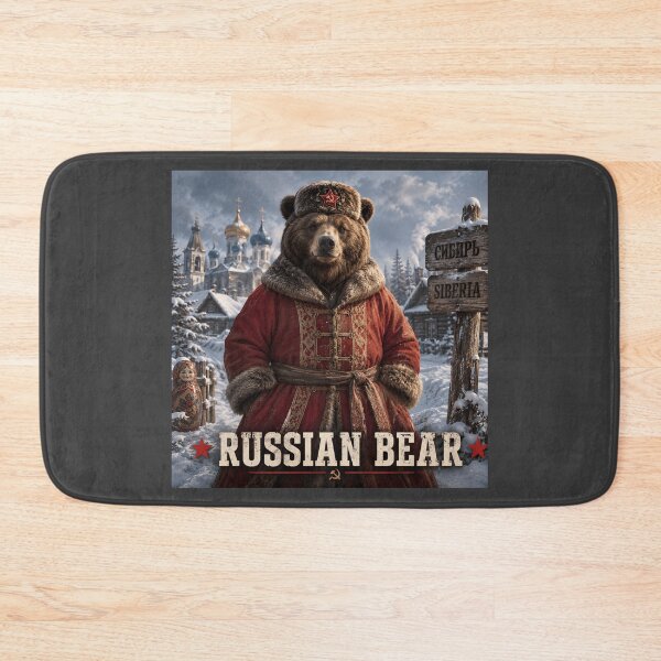 Item preview, Russian Bear Funny Siberia Bear Vintage Russian Style Design designed and sold by Hornace88studio.