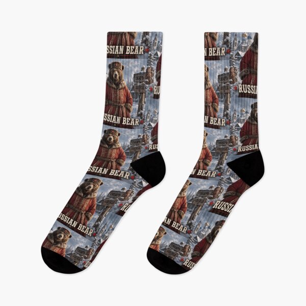 Item preview, Russian Bear Funny Siberia Bear Vintage Russian Style Design designed and sold by Hornace88studio.