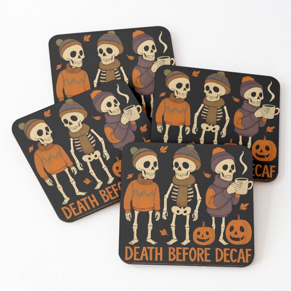 Item preview, Death Before Decaf Fall Skeletons  designed and sold by thestormydae.