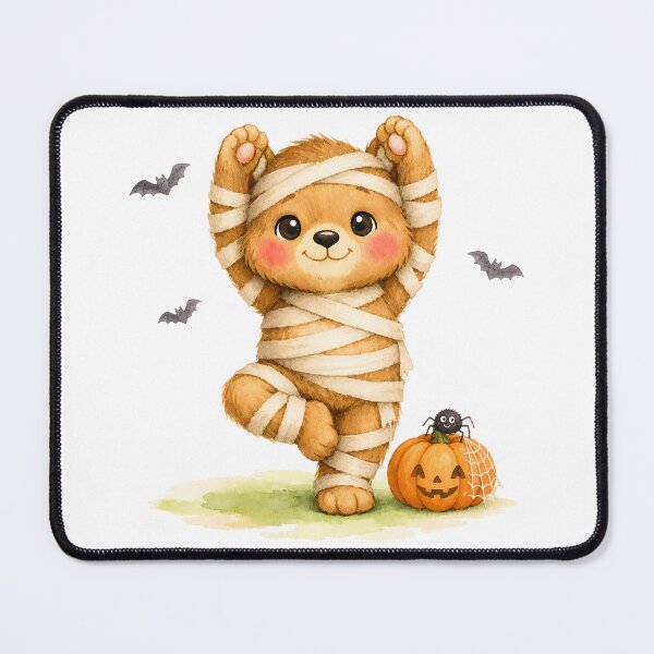 Item preview, Halloween Tree Pose Mummy Bear  designed and sold by YogiAnimalArt.