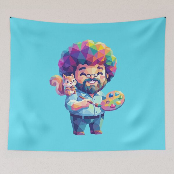 Item preview, Cute Bob Ross with Happy Little Squirrel Geometric Art designed and sold by Karamram Studio.