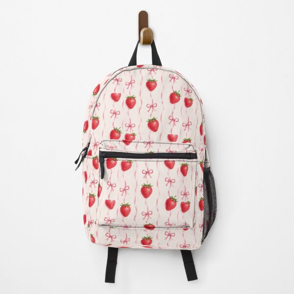 Item preview, Cute Sweet Strawberry with Pink Bows Coquette Aesthetic Pattern designed and sold by abrar403.