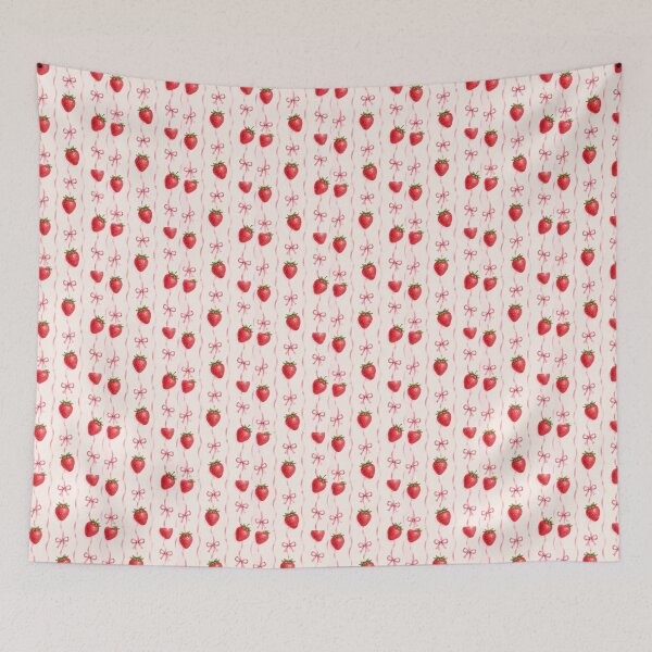 Item preview, Cute Sweet Strawberry with Pink Bows Coquette Aesthetic Pattern designed and sold by abrar403.