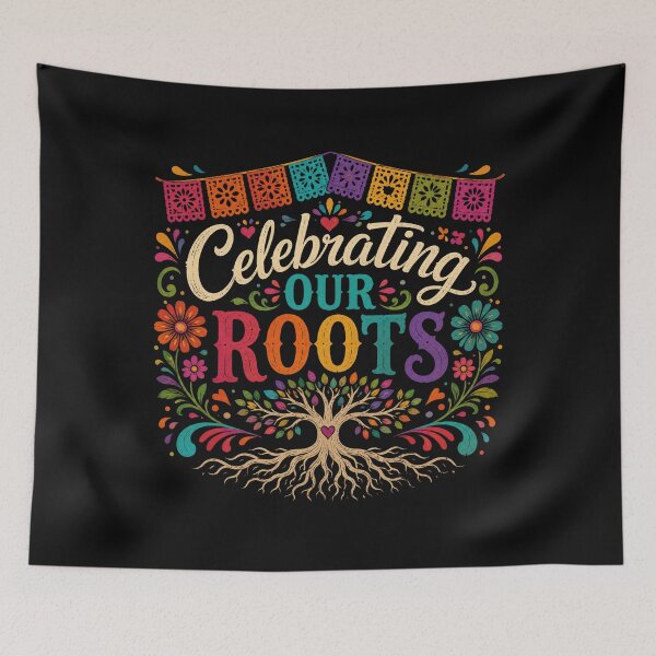Item preview, Celebrating Our Roots | Hispanic Heritage Month Folk Art Floral Typography Design designed and sold by RJACreative.