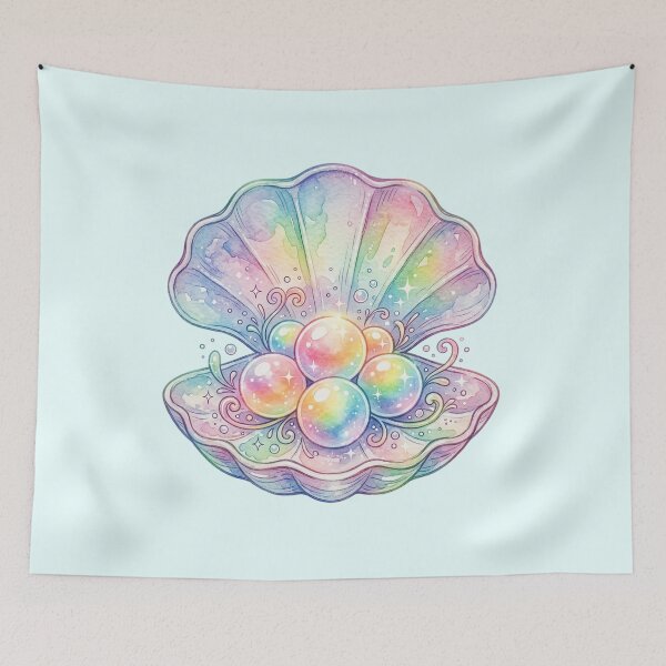 Item preview, Pastel Rainbow Pearl Seashell Watercolor Art designed and sold by SweetLilith.