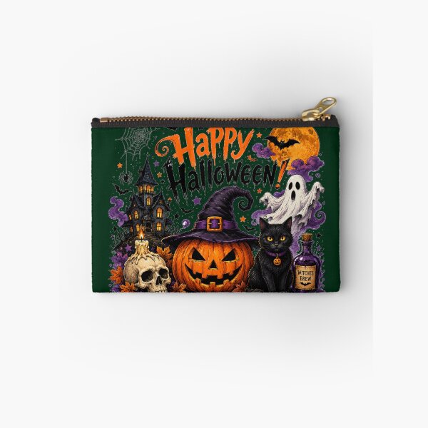 Item preview, Vintage Happy Halloween Spooky Haunted House Pumpkin Cat Art designed and sold by Evelashop.