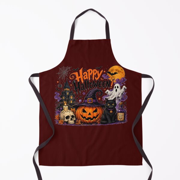 Item preview, Vintage Happy Halloween Spooky Haunted House Pumpkin Cat Art designed and sold by Evelashop.