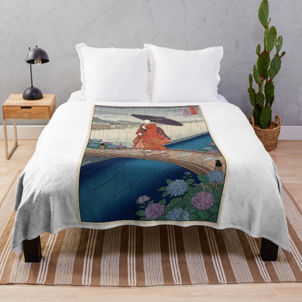 Item preview, Geisha in the Rain with Hydrangeas designed and sold by TokyoUkiyoHouse.