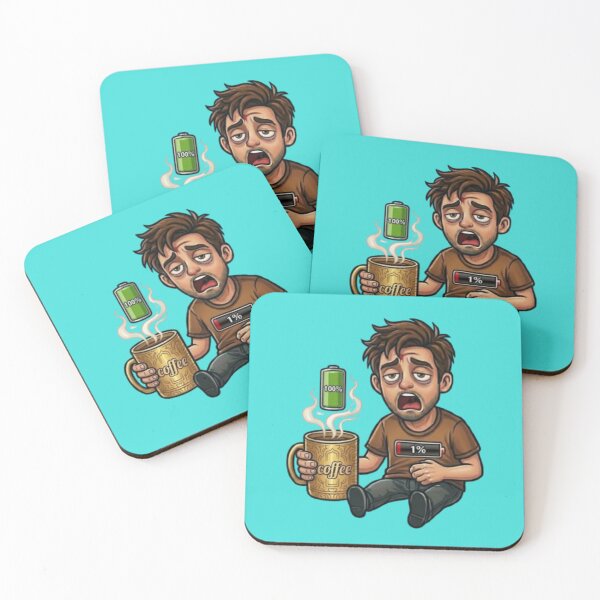 Item preview, Funny Coffee Battery 1 Percent Tired Man Morning Caffeine Meme designed and sold by Northern Glow Art.