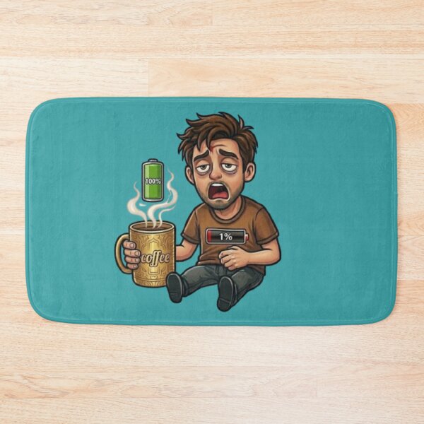 Item preview, Funny Coffee Battery 1 Percent Tired Man Morning Caffeine Meme designed and sold by Northern Glow Art.
