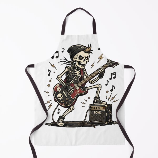 Item preview, Skeleton in Beanie and Studded Vest Playing Red Electric Guitar with Foot on Bone Amplifier designed and sold by MisteryDesigner.