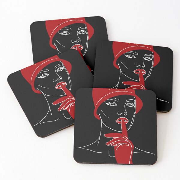 Item preview, Minimalist Woman Line Art Red Hat Elegant Face Illustration designed and sold by jo-e-basta.