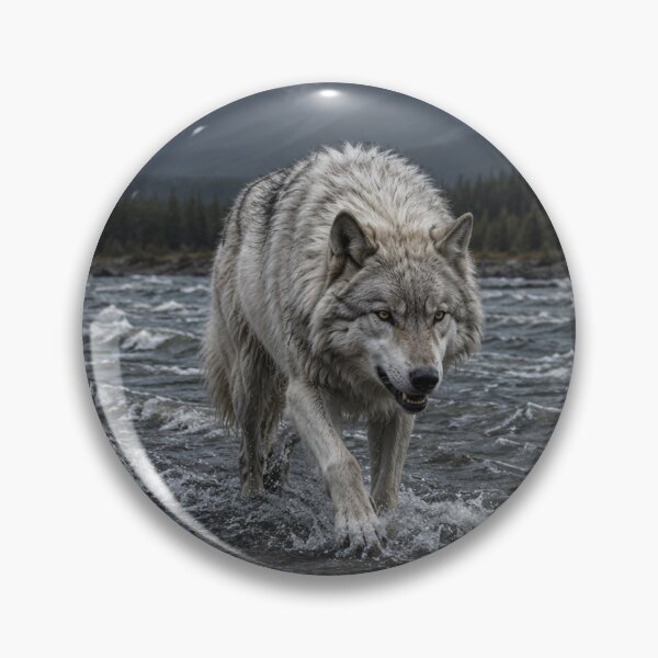Item preview, Grey wolf upon a rocky ford designed and sold by Lynette2025.