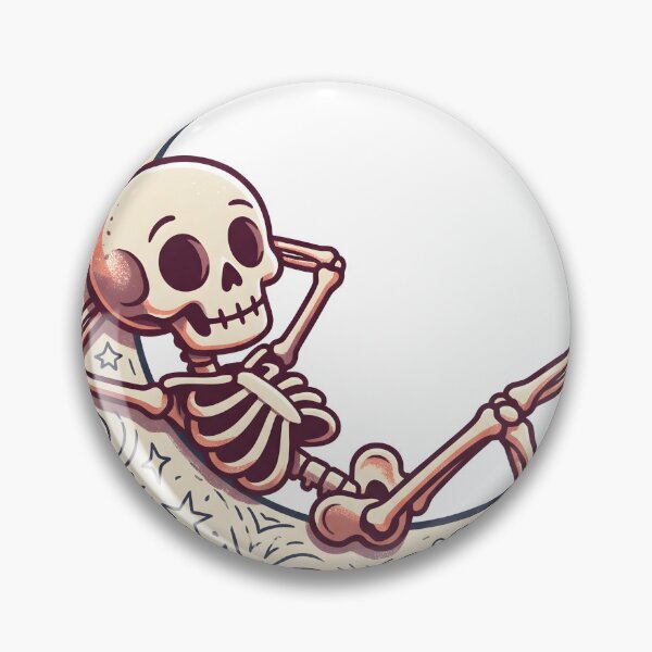 Item preview, Skeleton Reclining on Patterned Crescent Moon with Hands Behind Head and Star designed and sold by MisteryDesigner.