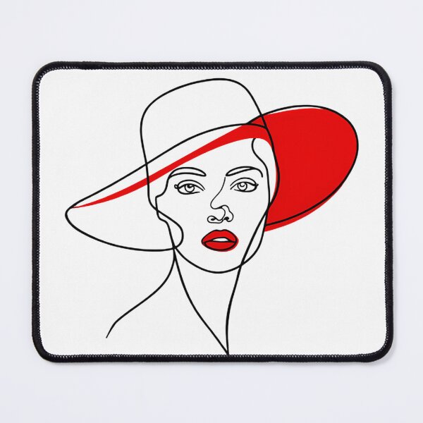 Item preview, Minimalist Woman Line Art Red Hat Elegant Face Illustration designed and sold by jo-e-basta.