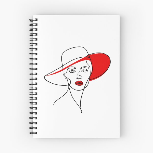 Item preview, Minimalist Woman Line Art Red Hat Elegant Face Illustration designed and sold by jo-e-basta.