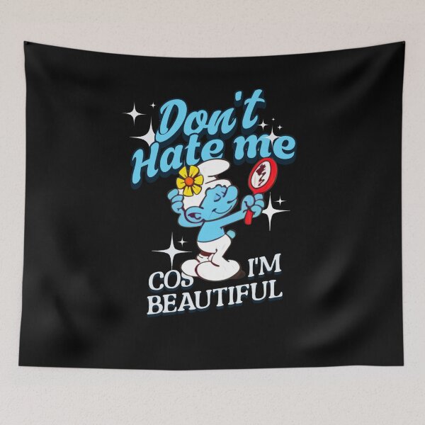 Item preview, Vanity Smurf Don't Hate Me Cos I'm Beautiful Retro Cartoon Graphic designed and sold by RahniNM.