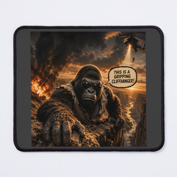 Item preview, Gorilla Grip Funny Cliffhanger Gorilla Pun Retro Design designed and sold by Hornace88studio.