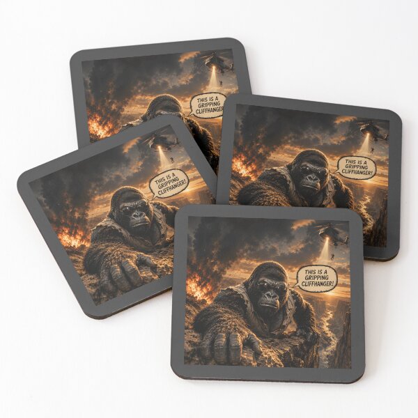 Item preview, Gorilla Grip Funny Cliffhanger Gorilla Pun Retro Design designed and sold by Hornace88studio.