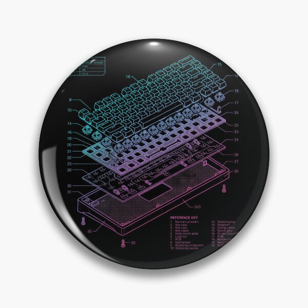 Item preview, Mechanical Keyboard Exploded Blueprint Cyberpunk Schematic designed and sold by AdyKurniawan.