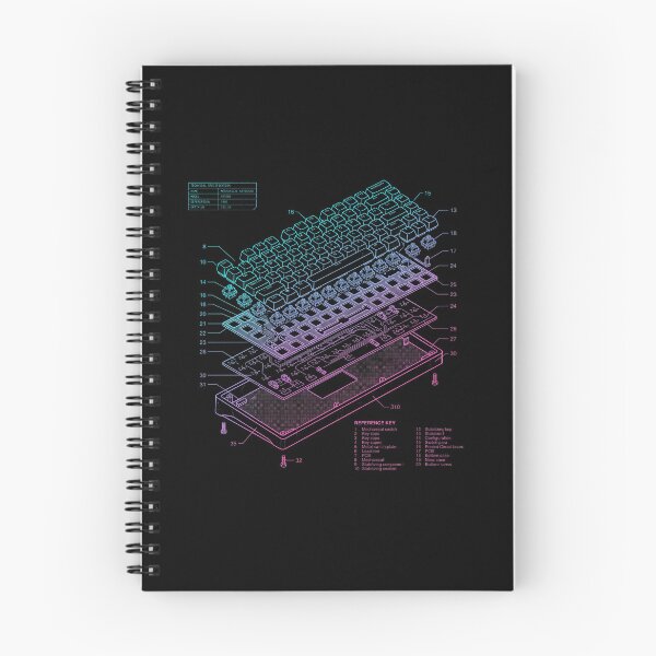 Item preview, Mechanical Keyboard Exploded Blueprint Cyberpunk Schematic designed and sold by AdyKurniawan.