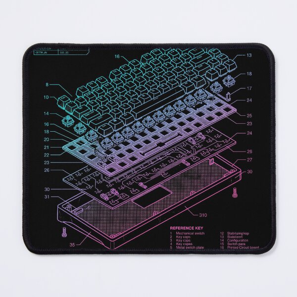 Item preview, Mechanical Keyboard Exploded Blueprint Cyberpunk Schematic designed and sold by AdyKurniawan.