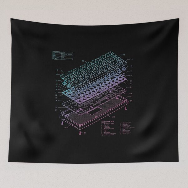 Item preview, Mechanical Keyboard Exploded Blueprint Cyberpunk Schematic designed and sold by AdyKurniawan.