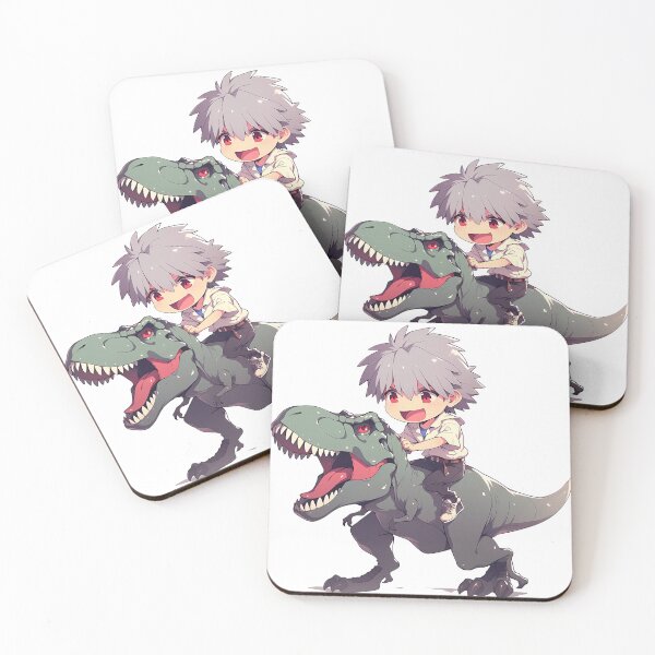 Item preview, Kaworu Nagisa Neon Genesis Evangelion Chibi Dinosaur Joyride designed and sold by Dashsopaner.