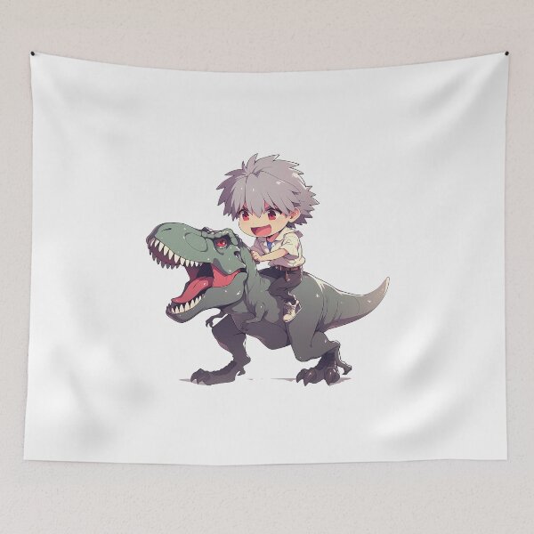Item preview, Kaworu Nagisa Neon Genesis Evangelion Chibi Dinosaur Joyride designed and sold by Dashsopaner.