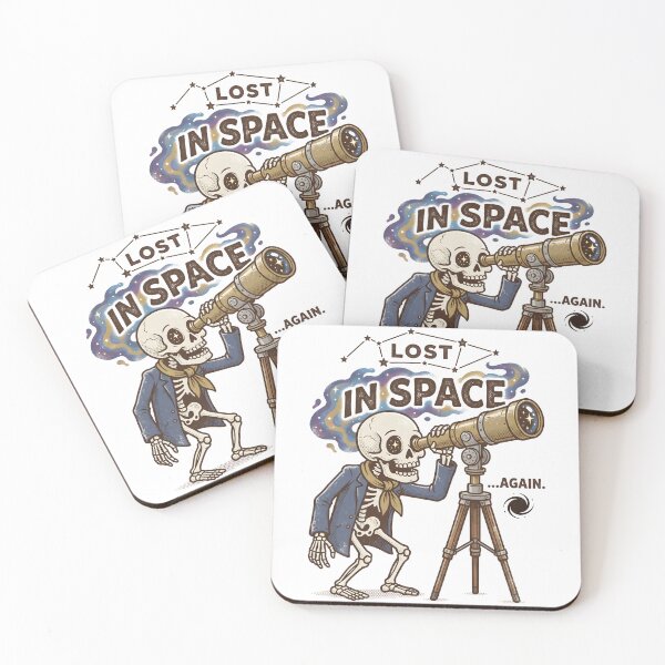 Item preview, Skeleton in Jacket and Scarf Looking Through Brass Telescope with Lost in Space designed and sold by MisteryDesigner.