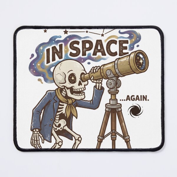 Item preview, Skeleton in Jacket and Scarf Looking Through Brass Telescope with Lost in Space designed and sold by MisteryDesigner.