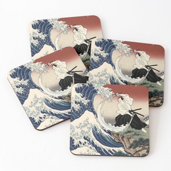 Item preview, Samurai Slighting Great Wave with Red Fuji designed and sold by TokyoUkiyoHouse.