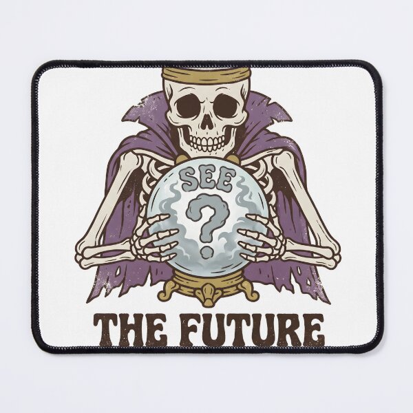 Item preview, Skeleton Fortune Teller in Purple Cape Holding Crystal Ball with See The Future Maybe designed and sold by MisteryDesigner.