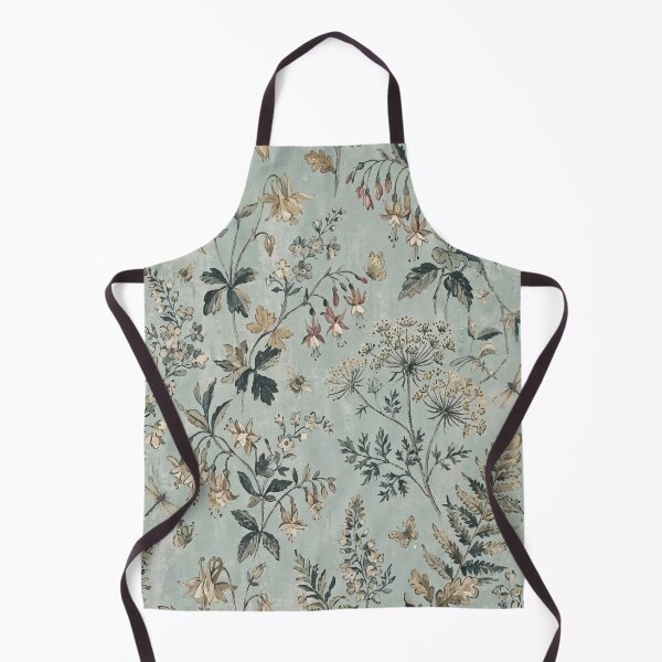 Item preview, Vintage Botanical Wildflower Pattern – Dusty Teal Herbarium Print designed and sold by FawnFeatherCo.