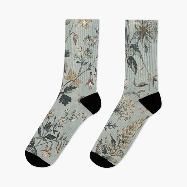 Item preview, Vintage Botanical Wildflower Pattern – Dusty Teal Herbarium Print designed and sold by FawnFeatherCo.