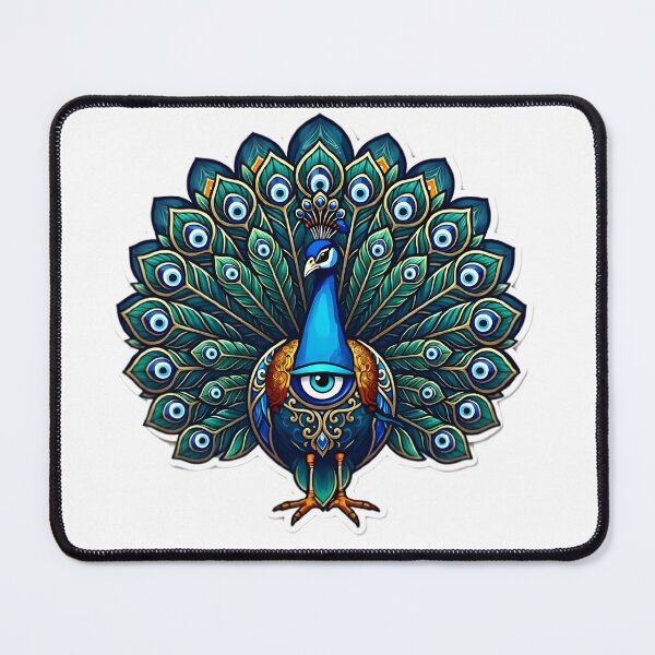Item preview, Mystic Evil Eye Peacock Spiritual Protection Art designed and sold by WhiteLightPrint.